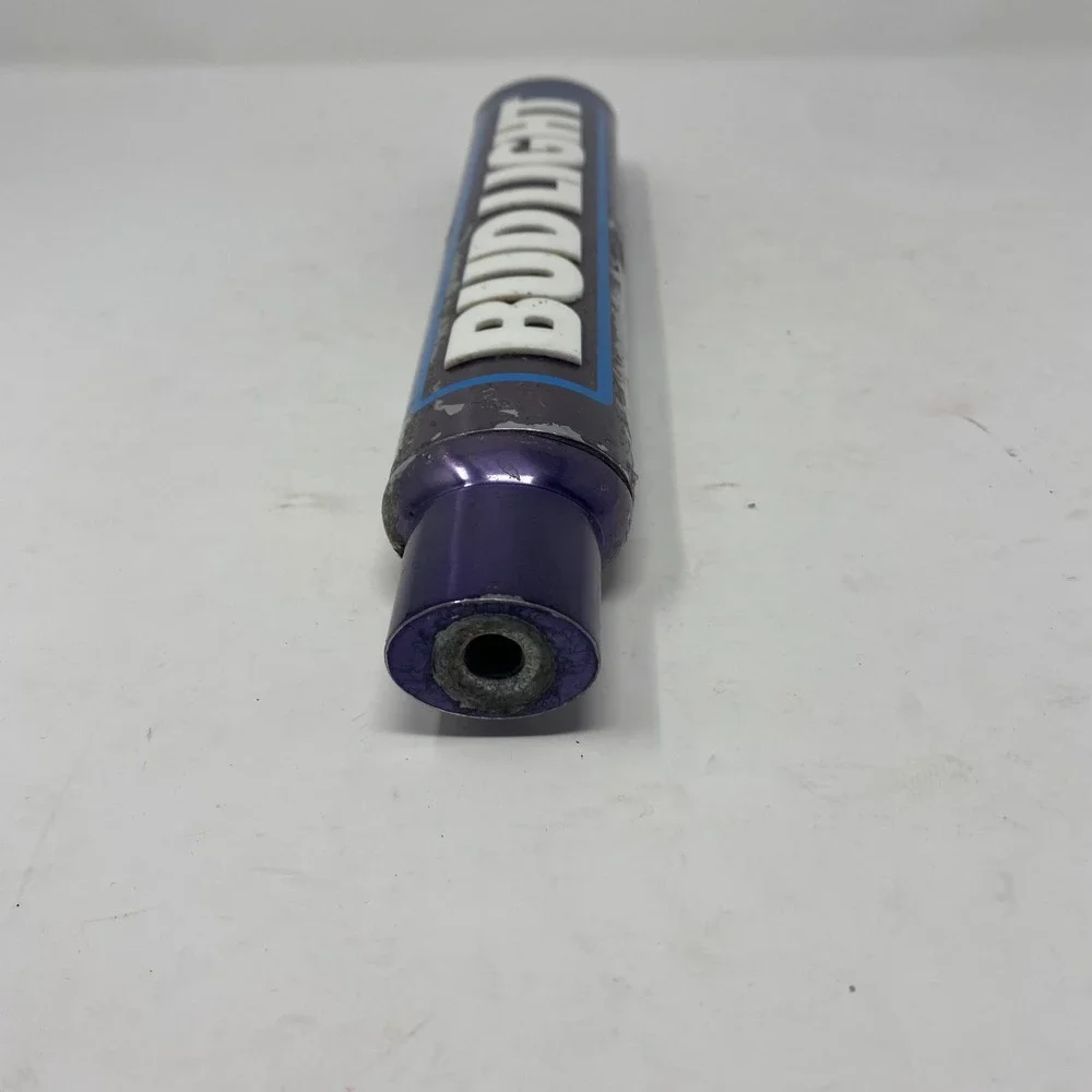 Bud Light Beer Tap Handle Purple Metallic White Raised Lettering Breweriana Bar